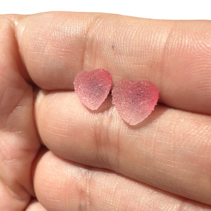 8MM Hypoallergenic Pink Ombre Heart Druzy Earring Studs