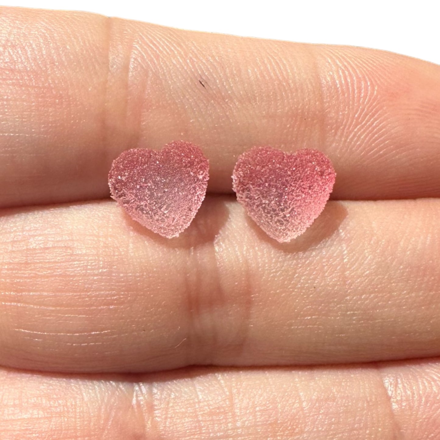 8MM Hypoallergenic Pink Ombre Heart Druzy Earring Studs