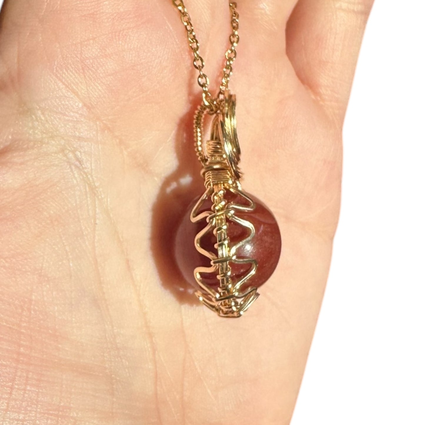 Sterling Silver | 14KT Gold Filled Wire Wrapped Carnelian Crystal Fidget Bezel Pendant