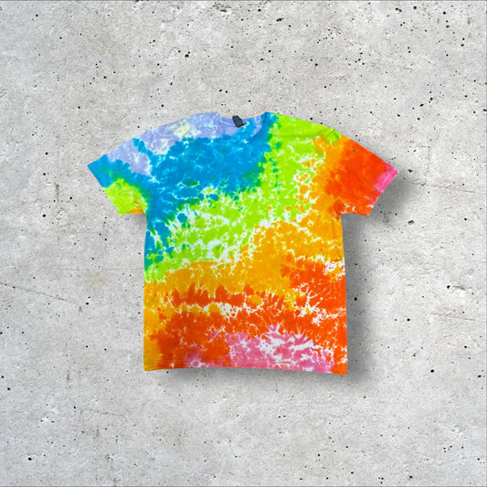 Adult XL Neon Rainbow Scrunch Tie Dye Shirt