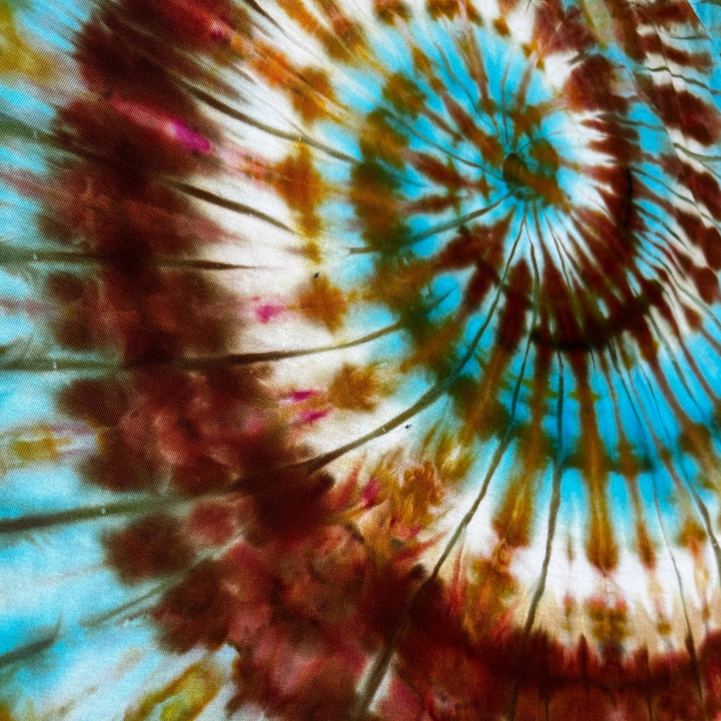 Adult XL Brown Blue and Gold Spiral Ice Dye Tie Dye Shirt