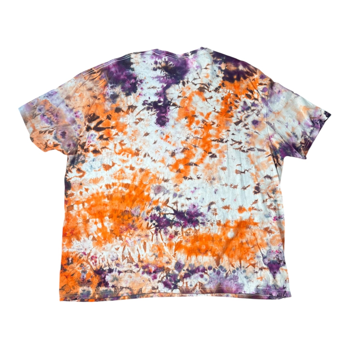 Adult 4XL Orange and Purple Scrunch Ice Dye Tie Dye Shirt