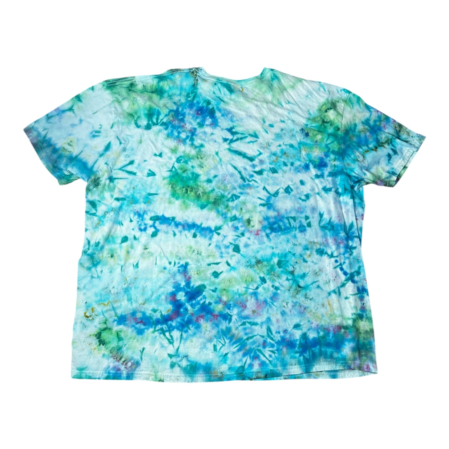 Adult 4XL Blue and Green Scrunch Ice Dye Tie Dye Shirt