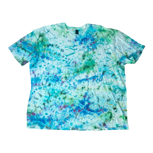 Adult 4XL Blue and Green Scrunch Ice Dye Tie Dye Shirt