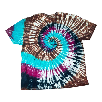 Adult 3XL Brown Black Blue and Purple Spiral Ice Dye Tie Dye Shirt