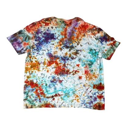 Adult 3XL Rust Orange Purple and Blue Scrunch Ice Dye Tie Dye Shirt