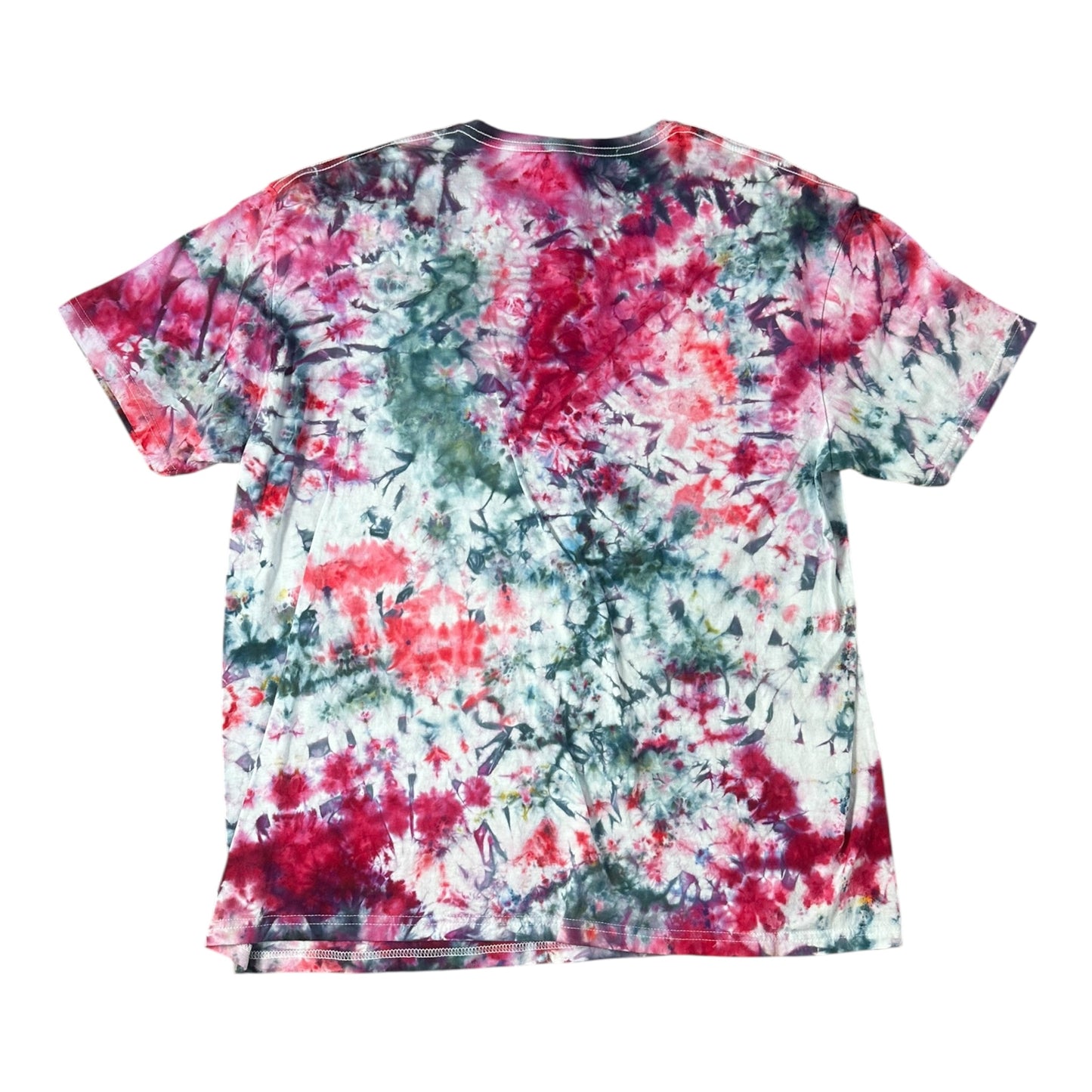 Adult 2XL Pink Blue and Red Scrunch Ice Dye Tie Dye Shirt