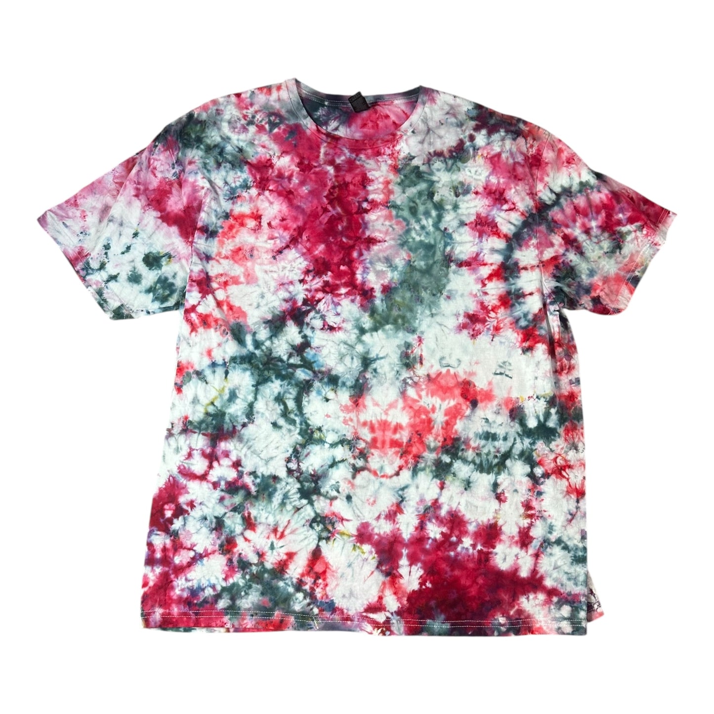 Adult 2XL Pink Blue and Red Scrunch Ice Dye Tie Dye Shirt