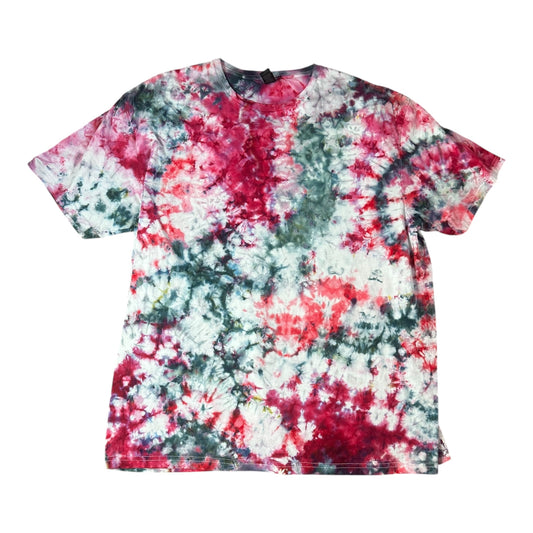 Adult 2XL Pink Blue and Red Scrunch Ice Dye Tie Dye Shirt