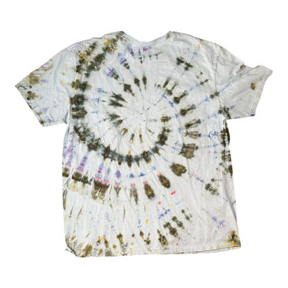 Adult XL Purple Blue Green and Gray Spiral Ice Dye Tie Dye Shirt