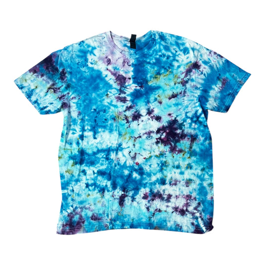 Adult Large Green Purple and Blue Scrunch Ice Dye Tie Dye Shirt