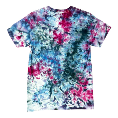 Adult Small Blue Teal and Purple Scrunch Ice Dye Tie Dye Shirt
