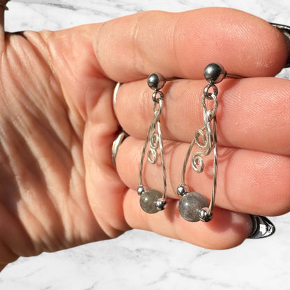 Sterling Silver | 14KT Gold Filled Hypoallergenic Labradorite Crystal Dangle Earring