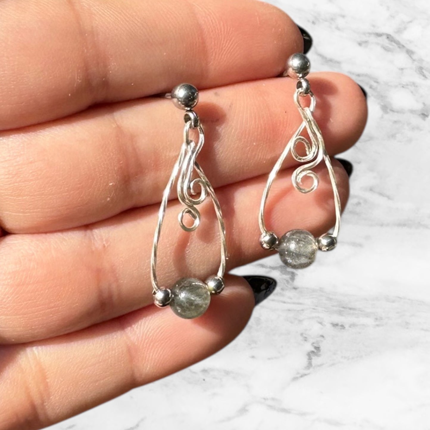 Sterling Silver | 14KT Gold Filled Hypoallergenic Labradorite Crystal Dangle Earring