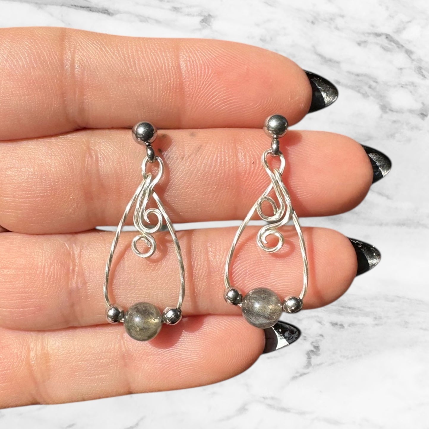 Sterling Silver | 14KT Gold Filled Hypoallergenic Labradorite Crystal Dangle Earring