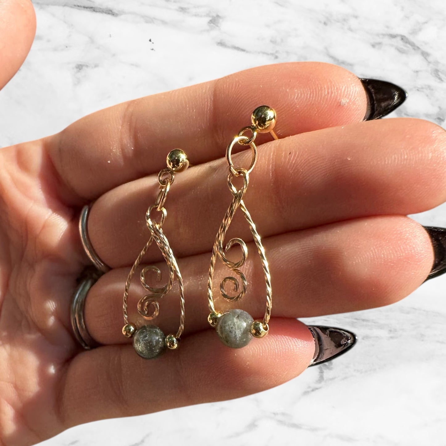 Sterling Silver | 14KT Gold Filled Hypoallergenic Labradorite Crystal Dangle Earring