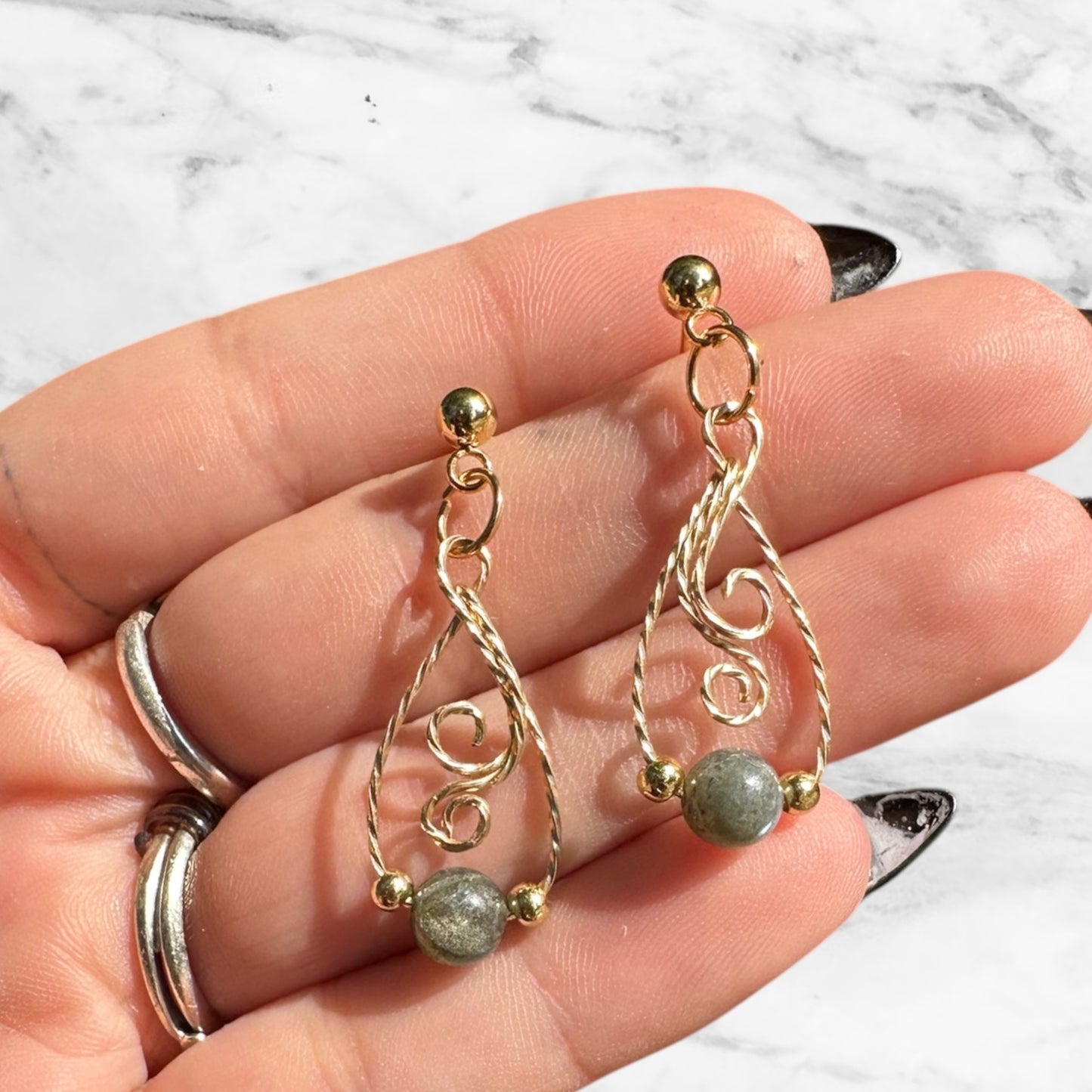 Sterling Silver | 14KT Gold Filled Hypoallergenic Labradorite Crystal Dangle Earring