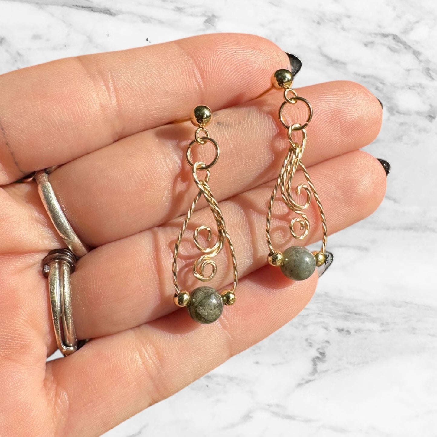 Sterling Silver | 14KT Gold Filled Hypoallergenic Labradorite Crystal Dangle Earring