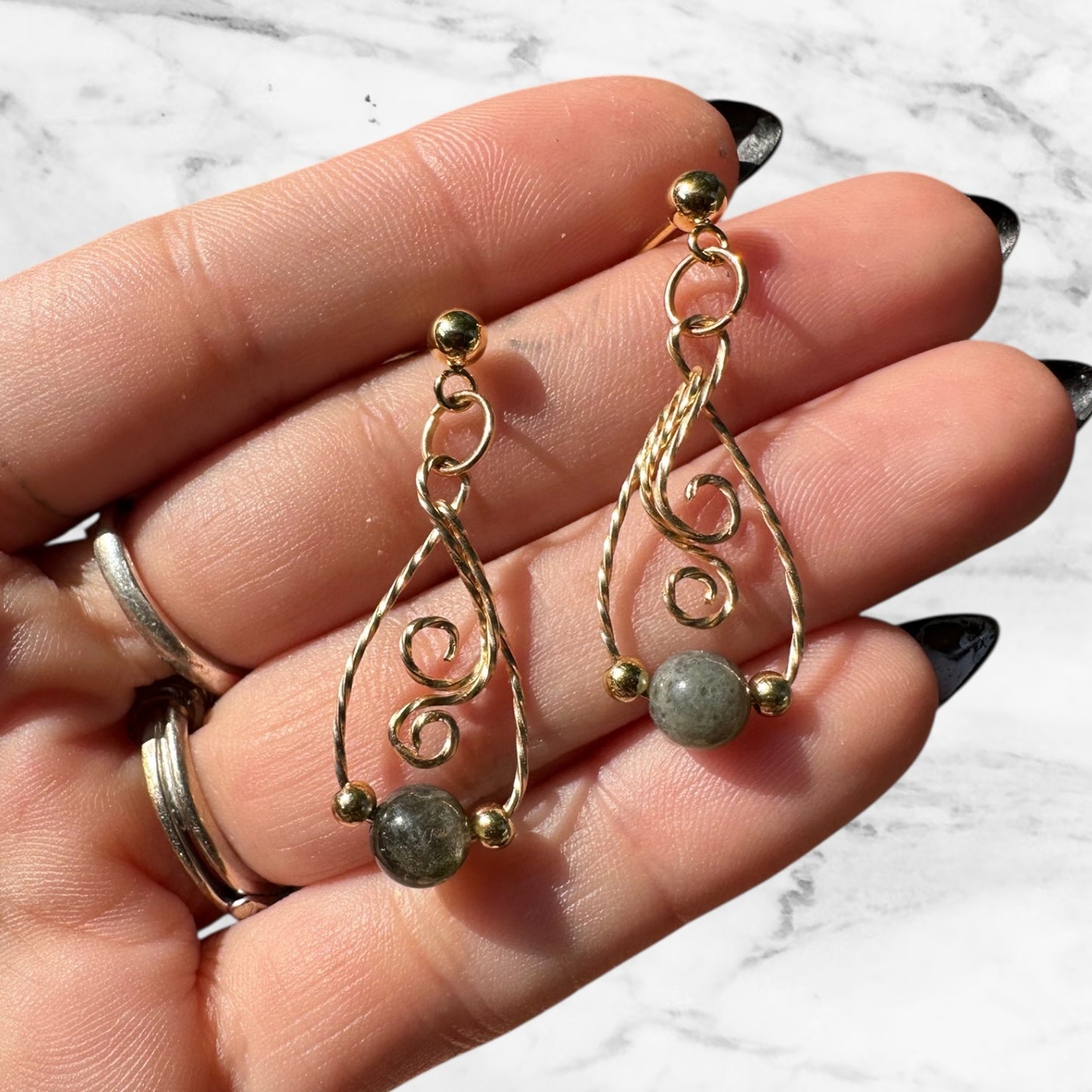 Sterling Silver | 14KT Gold Filled Hypoallergenic Labradorite Crystal Dangle Earring