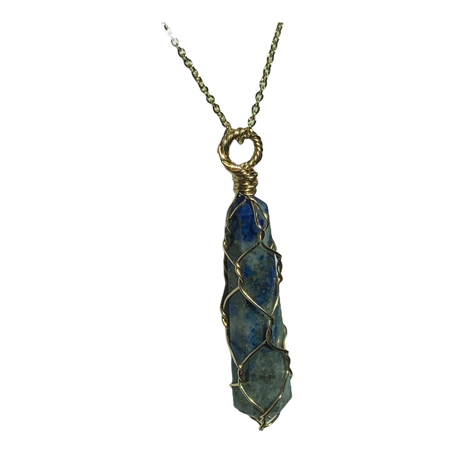 Sterling Silver | 14KT Gold Filled Lapis Lazuli Wire Caged Pendant