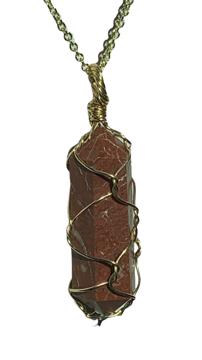 Sterling Silver | 14KT Gold Filled Red Jasper Cage Pendant