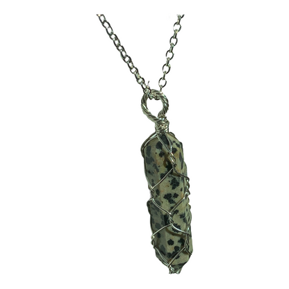 Sterling Silver | 14KT Gold Filled Wire Wrapped Dalmatian Jasper Cage Pendant