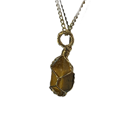 Sterling Silver | 14KT Gold Filled Mini Cage Tiger's Eye Pendant