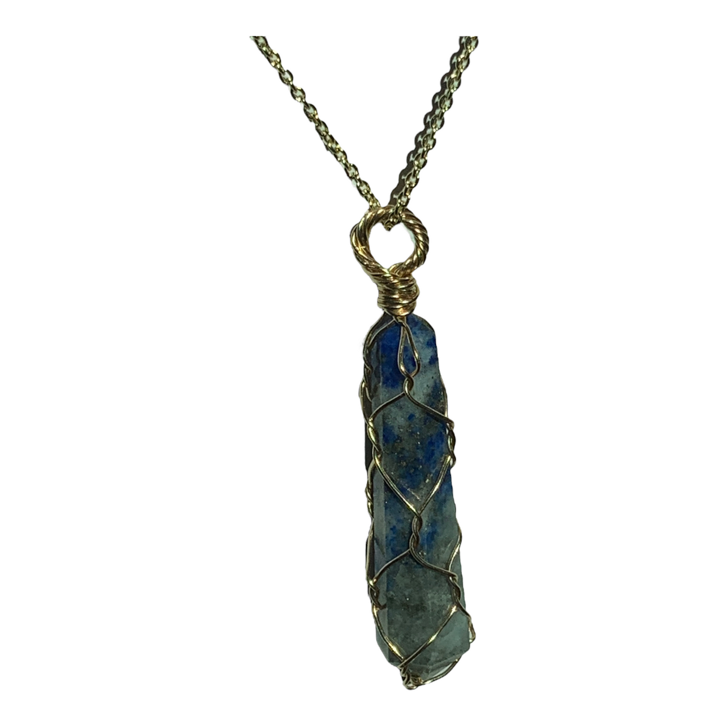 Sterling Silver | 14KT Gold Filled Lapis Lazuli Wire Caged Pendant