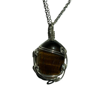 Sterling Silver Tiger's Eye Wire Wrap Pendant