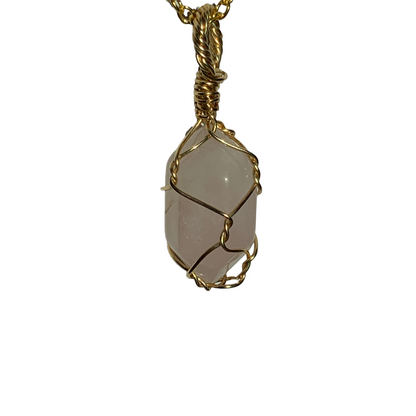 Mini Sterling Silver | 14KT Gold Filled Rose Quartz Wire Cage Pendant