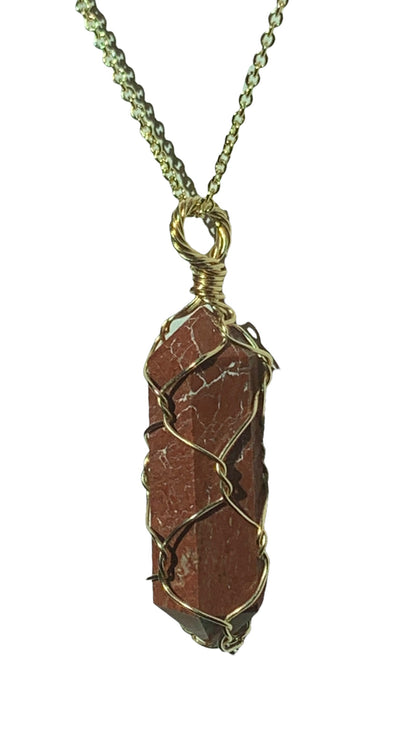 Sterling Silver | 14KT Gold Filled Red Jasper Cage Pendant