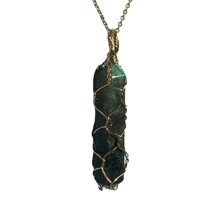 Sterling Silver | 14 KT Gold Filled Labradorite Wire Wrapped Caged Pendant