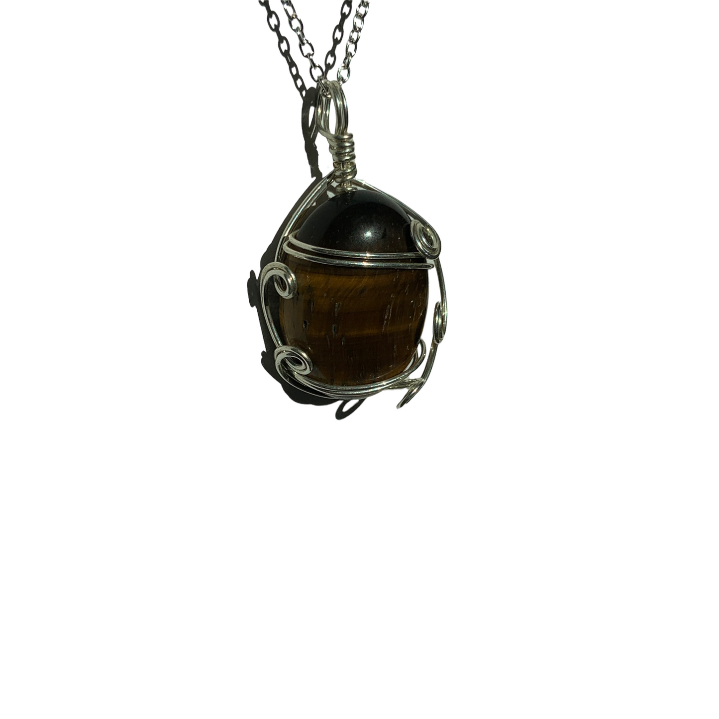 Sterling Silver Tiger's Eye Wire Wrap Pendant