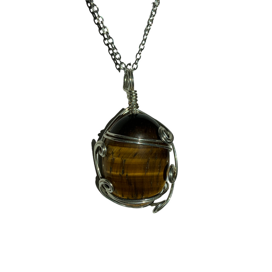 Sterling Silver Tiger's Eye Wire Wrap Pendant