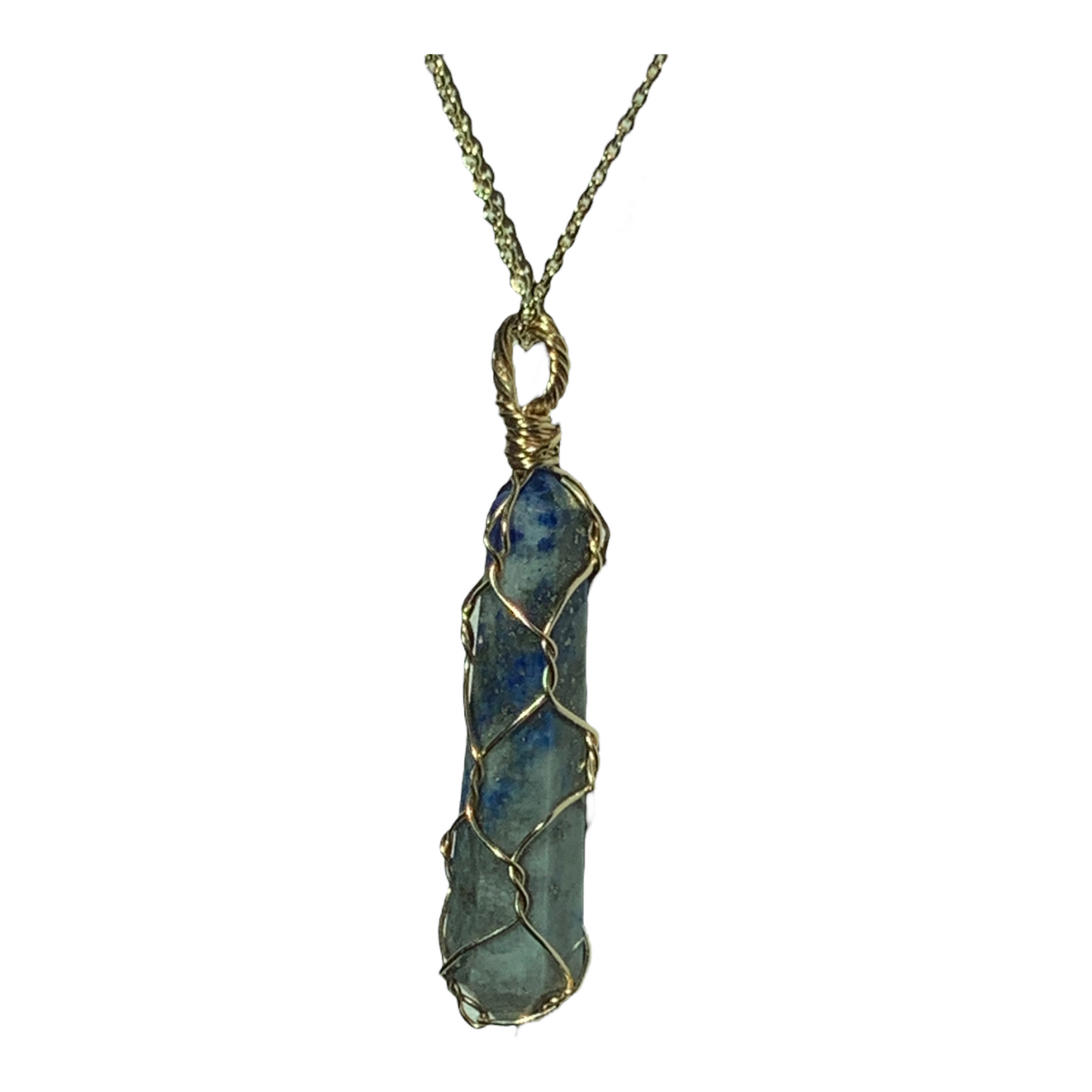 Sterling Silver | 14KT Gold Filled Lapis Lazuli Wire Caged Pendant