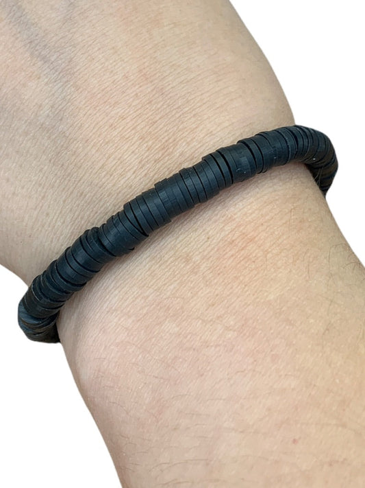 Black Polymer Clay Elastic Surfer Bracelet