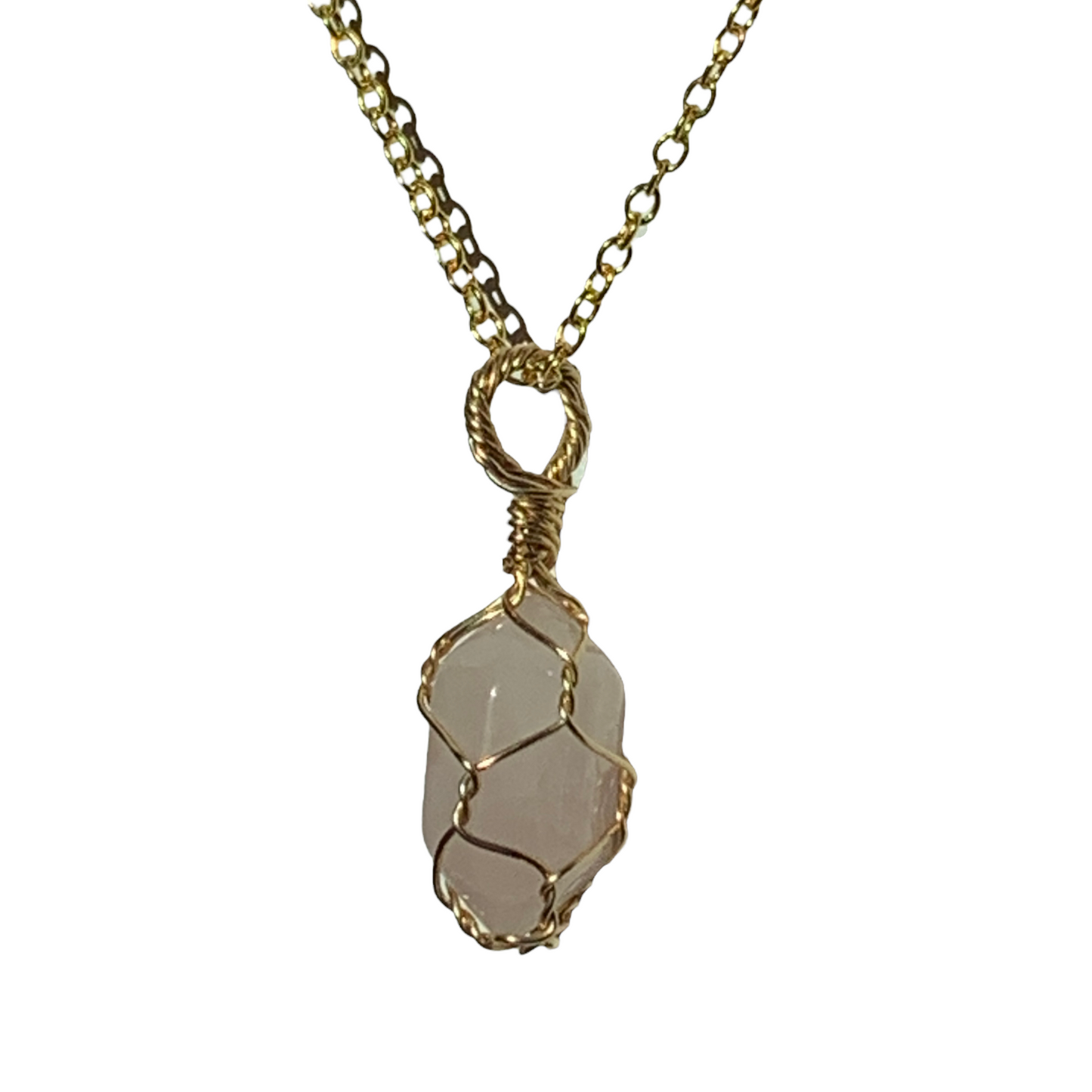 Mini Sterling Silver | 14KT Gold Filled Rose Quartz Wire Cage Pendant