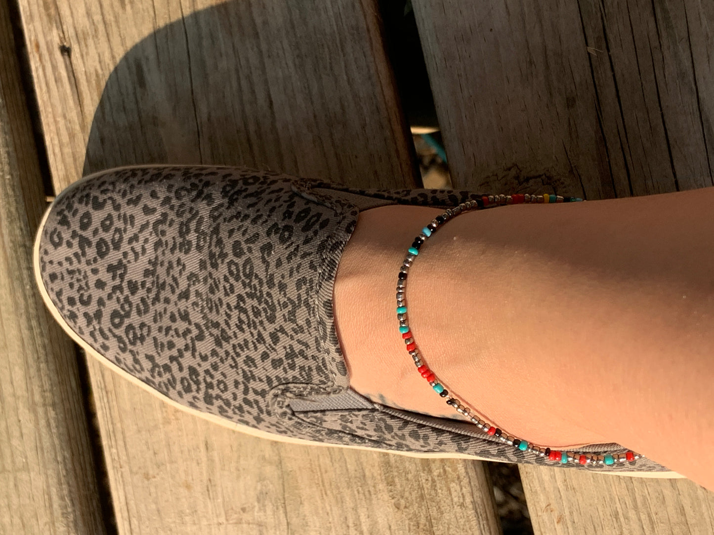 Metallic Rainbow Seed Bead Ankle Bracelet