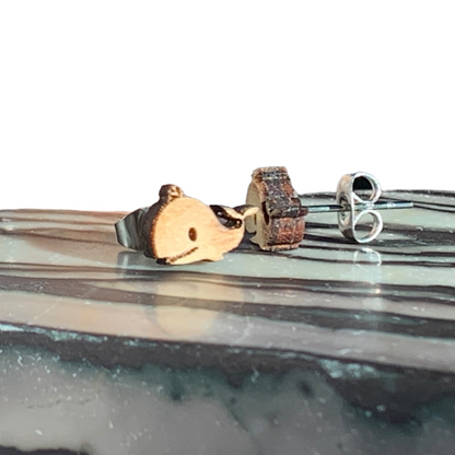 Hypoallergenic Whale Laser Engraved Wood Earrings