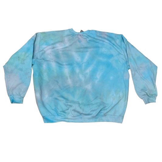 Adult 4XL Pastel Pink Blue Gray Green Scrunch Tie Dye Crewneck Sweater