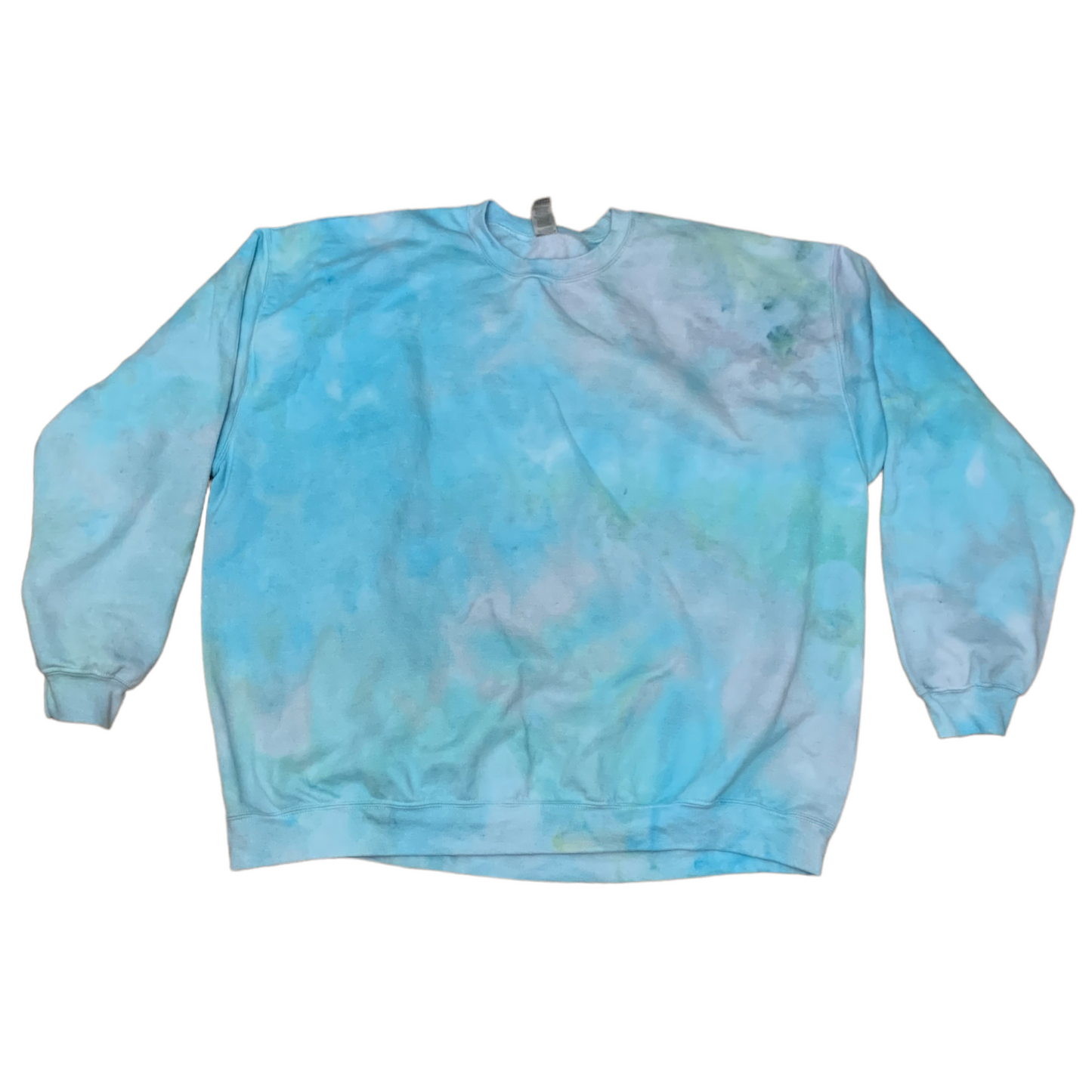 Adult 4XL Pastel Pink Blue Gray Green Scrunch Tie Dye Crewneck Sweater