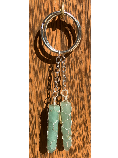 Green Aventurine Wire Wrapped Crystal Keychain