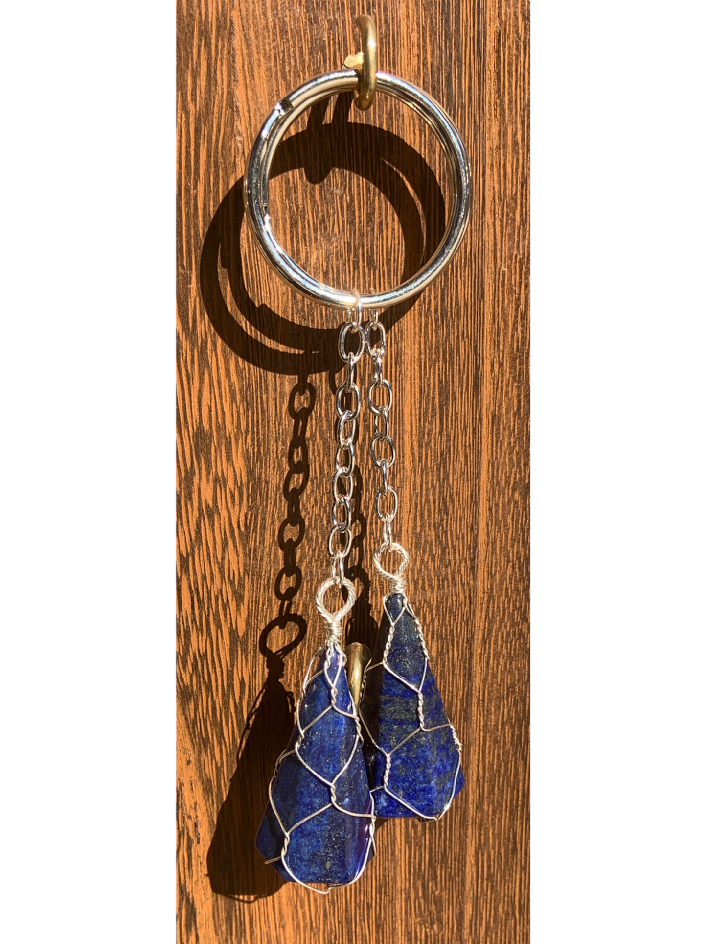 Silver | Gold Wire Wrapped Lapis Lazuli Crystal Keychain