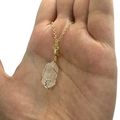 Sterling Silver | 14KT Gold Filled Wire Wrapped Clear Quartz Mini Cage Pendant