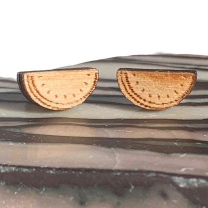 Hypoallergenic Watermelon Laser Engraved Wood Earrings