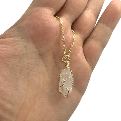 Sterling Silver | 14KT Gold Filled Wire Wrapped Clear Quartz Mini Cage Pendant