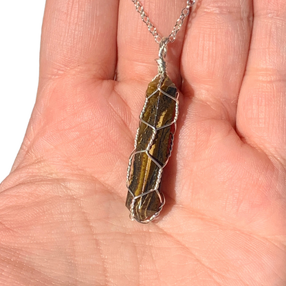 Sterling Silver | 14KT Gold Filled Caged Tiger's Eye Pendant