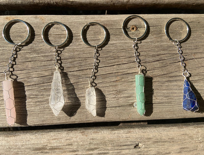 Green Aventurine Wire Wrapped Crystal Keychain