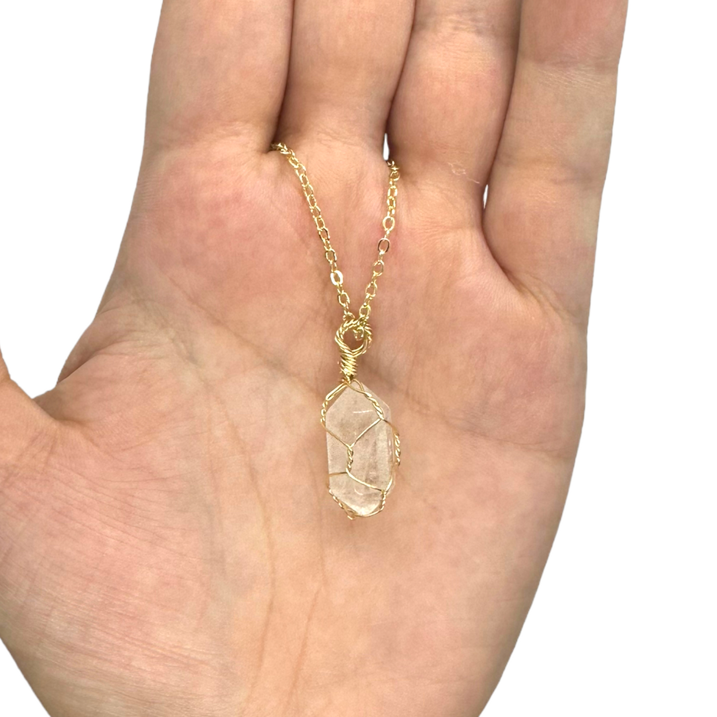 Sterling Silver | 14KT Gold Filled Wire Wrapped Clear Quartz Mini Cage Pendant