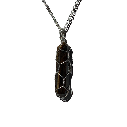 Sterling Silver | 14KT Gold Filled Caged Tiger's Eye Pendant